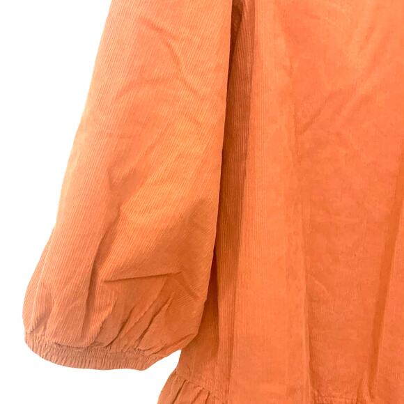 Free Assembly Prairie Dress 2XL Peach Tiered Corduroy Balloon Sleeve Boho NEW - Picture 10 of 10